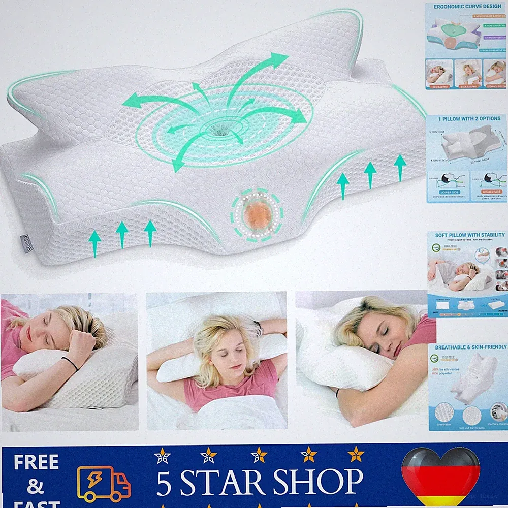 Orthopädisches Memory Foam Kissen 64x12,5/10,5x38cm Nackenstützkissen ergonomisc