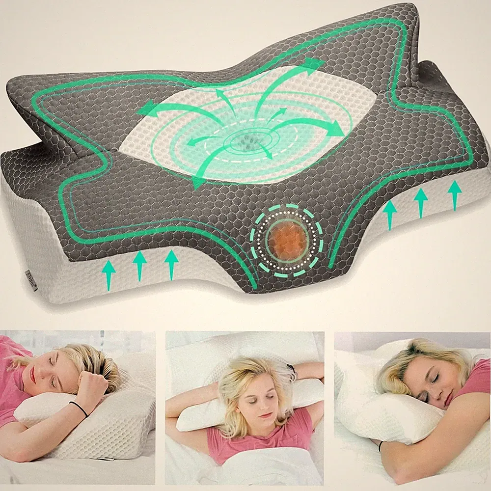 Orthopädisches Memory Foam Kissen für Seitenschläfer, Nackenstützkissen, Ergo...