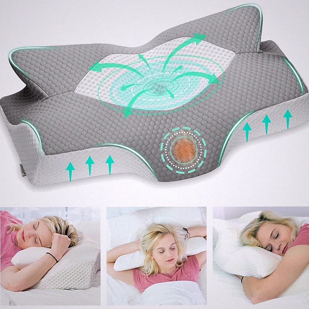 Orthopädisches Memory Foam Kissen Nackenschmerzen Grau