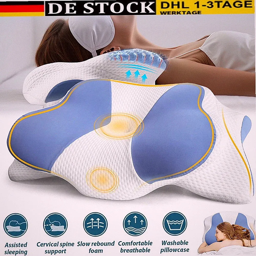 Orthopädisches Memory Foam Kissen Nackenstütze für Seiten Rücken Bauchschläfer