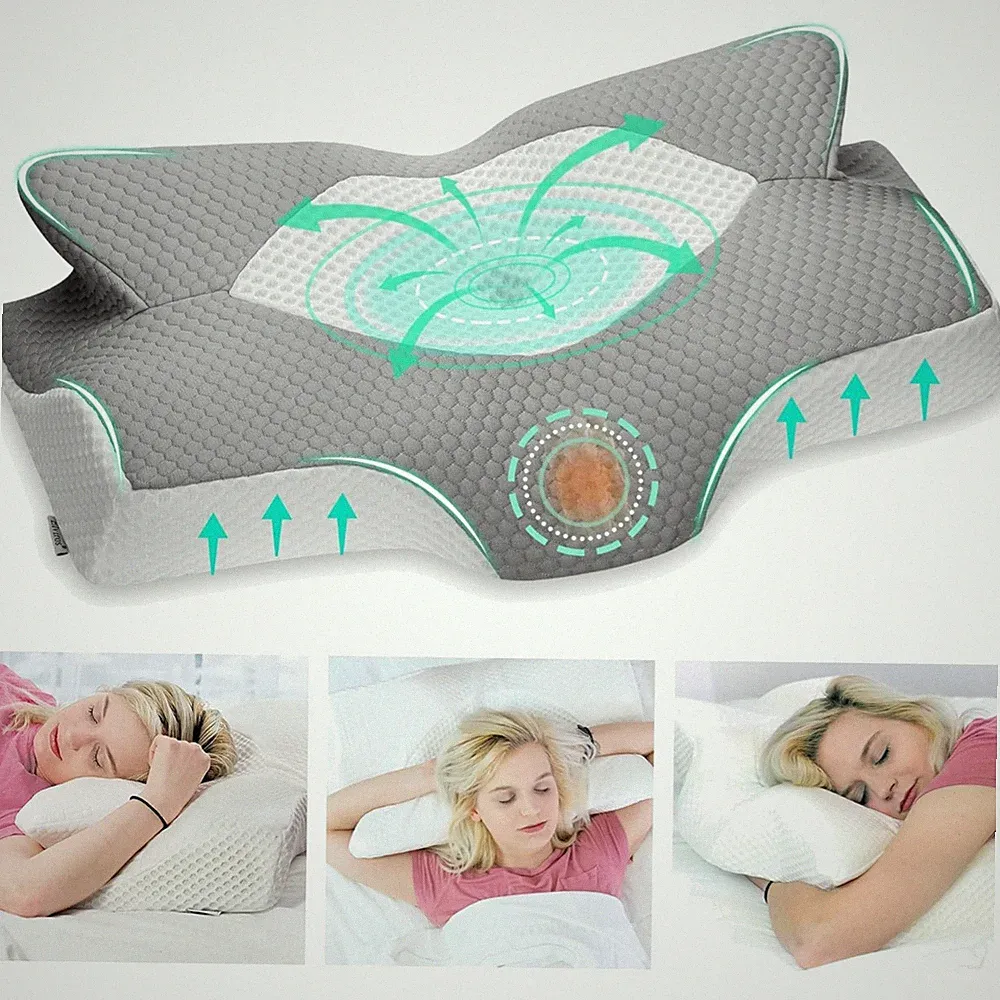 Orthopädisches Memory Foam Nackenkissen Seitenschläfer Schlafkissen Gesichtsk...