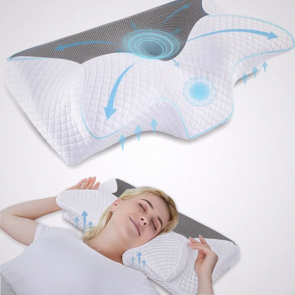 Orthopädisches Memory Foam Nackenstützkissen Grau