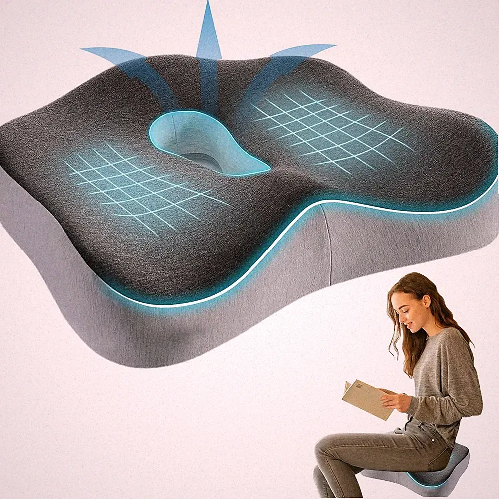 Orthopädisches Memory Foam Steißbeinkissen 40x34.5cm Ergonomisch für Bürostuhl