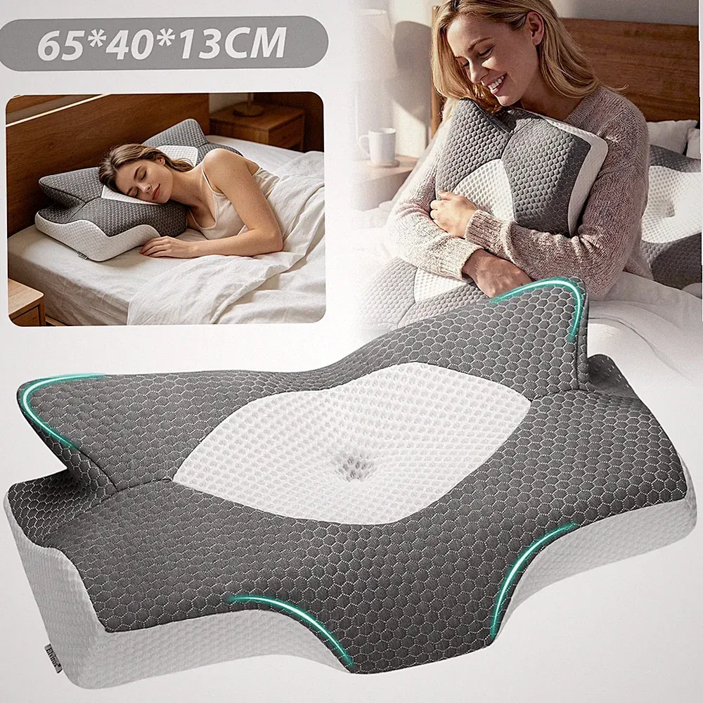 Orthopädisches Nackenkissen Kopfkissen Ergonomisch Memory Schaum Luftdurchlässig