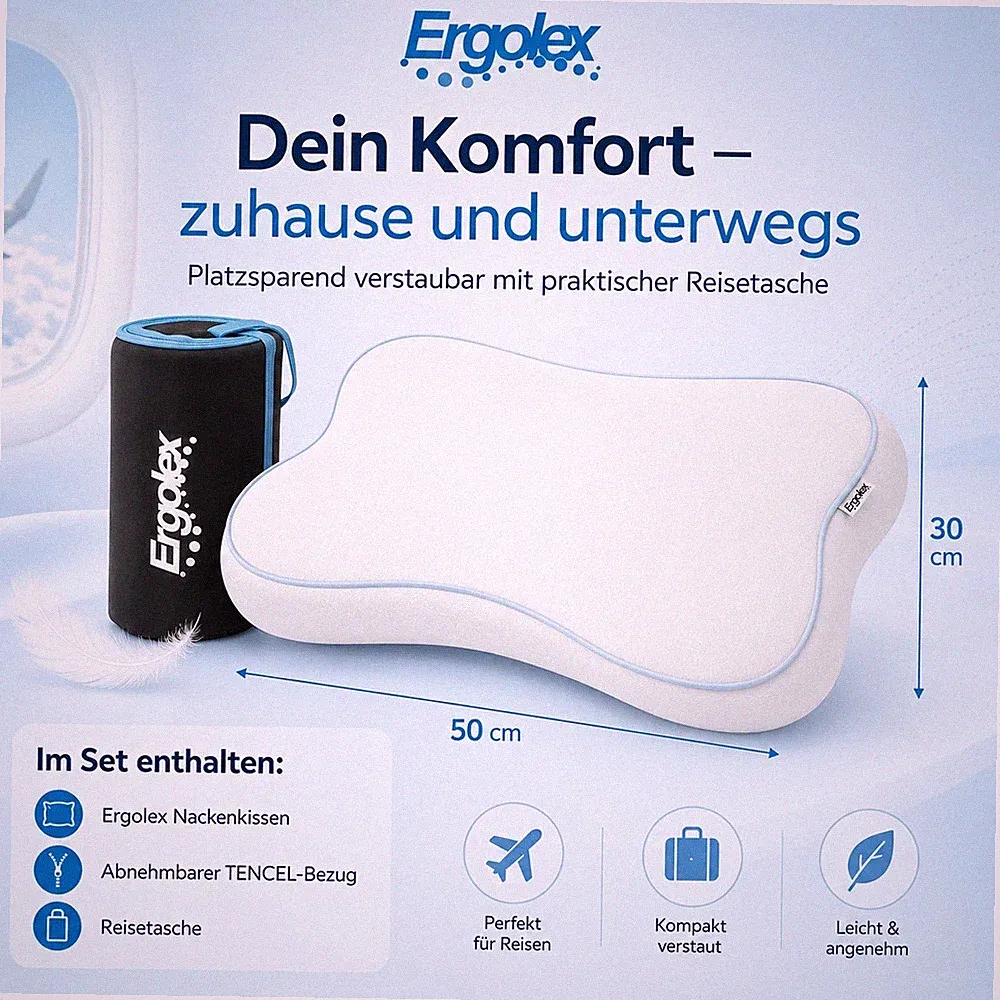 Orthopädisches Nackenkissen Kopfkissen Memory Foam 50x30x10 cm