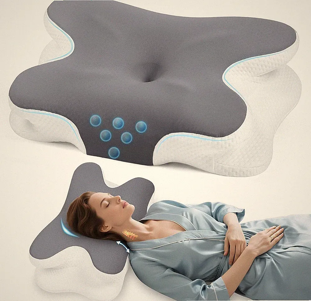 Orthopädisches Nackenkissen Memory Foam ergonomisches Kopfkissen Dunkelgrau