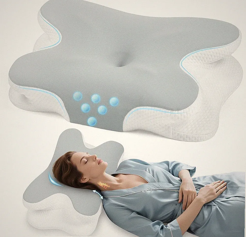 Orthopädisches Nackenkissen Memory Foam ergonomisches Kopfkissen Grau