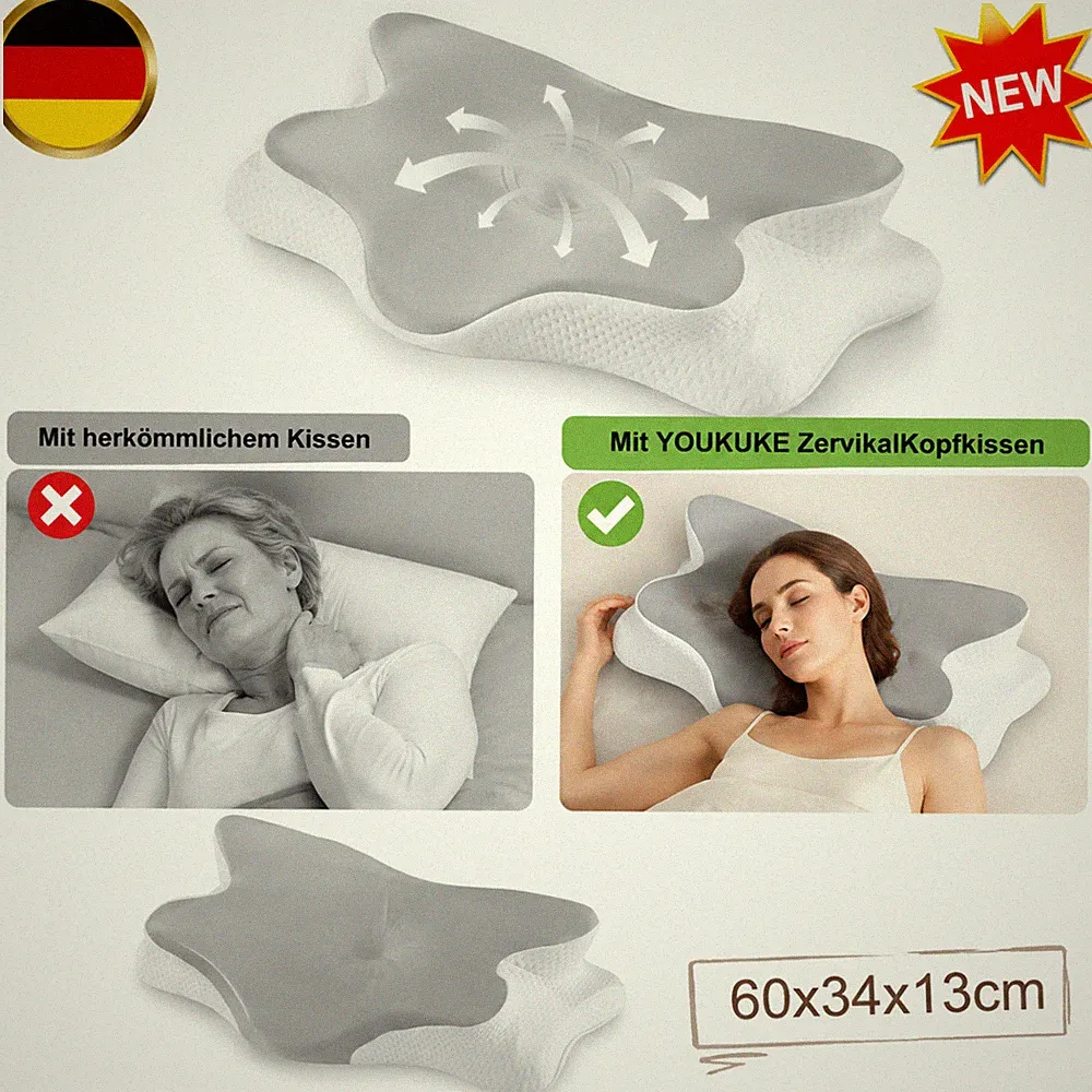 Orthopädisches Nackenkissen Memory Foam Kühlend Eisseiden gegen Nackenschmerzen