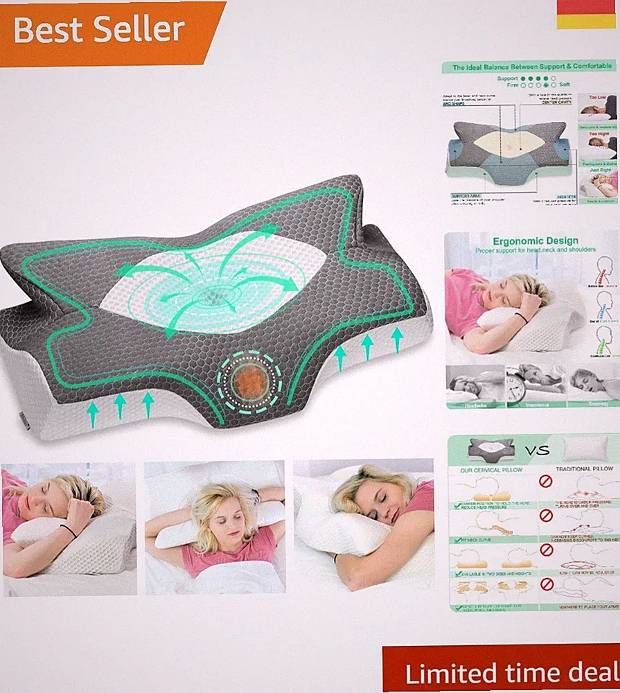 Orthopädisches Nackenstützkissen 64x12,5/10,5x38 cm – Komfortabel und Entlastend