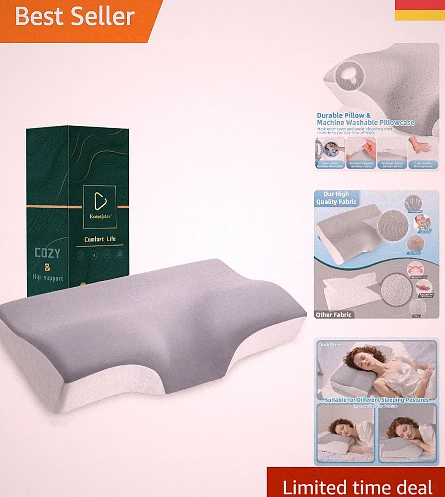Orthopädisches Nackenstützkissen aus Memory Foam mit abnehmbarem Bezug, 55x35cm