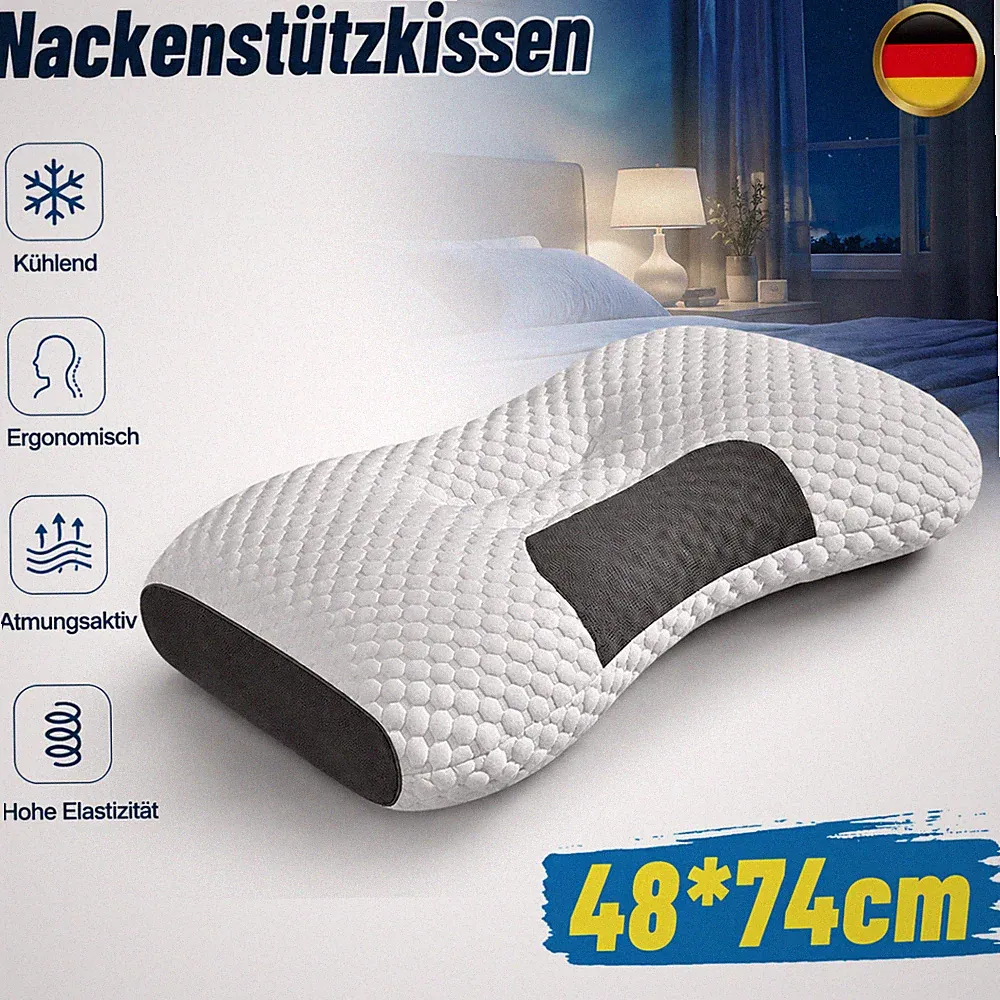 Orthopädisches Nackenstützkissen Kopfkissen 48*74cm Für Rückenschläfer DHL DE