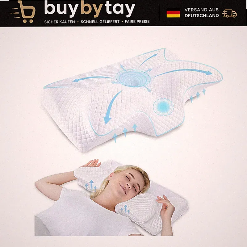 Orthopädisches Nackenstützkissen Memory Foam Ergonomisch 60x35x8/12cm für
