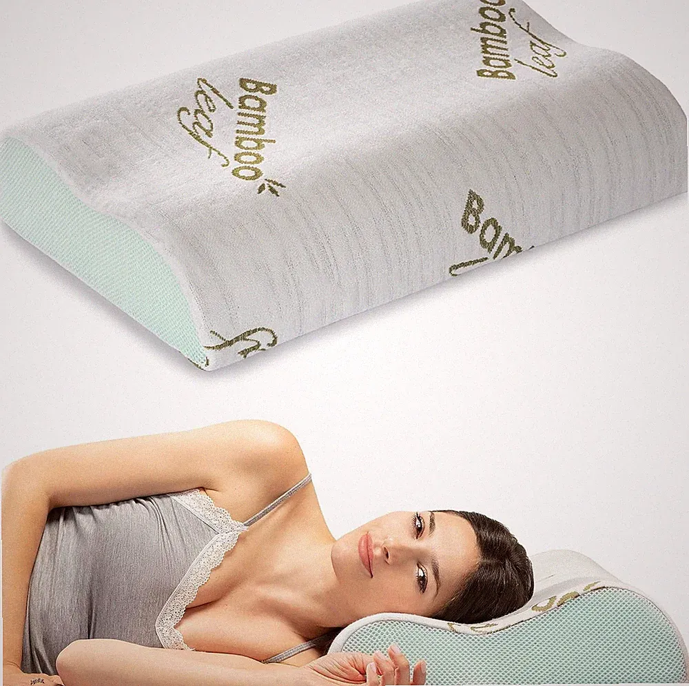 Orthopädisches Nackenstützkissen Memory Foam Ergonomisch 60x40 cm Bambusbezug Al
