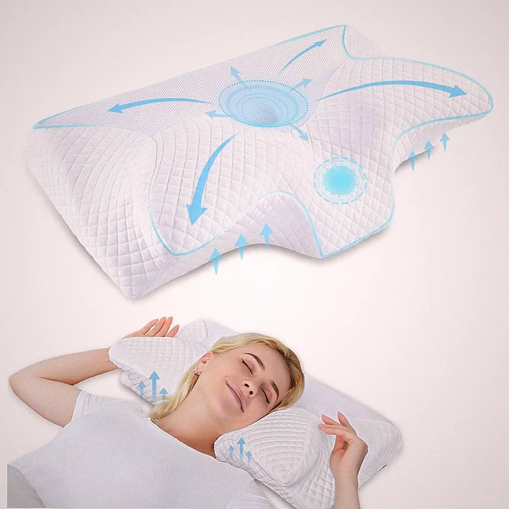 Orthopaedisches Nackenstuetzkissen Memory Foam HWS Kopfkissen 60x35 Schlafkissen