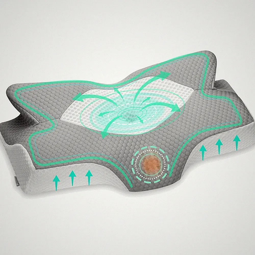 Orthopädisches Nackenstützkissen Memory Foam Schlafkissen gesundheitlich ergo...