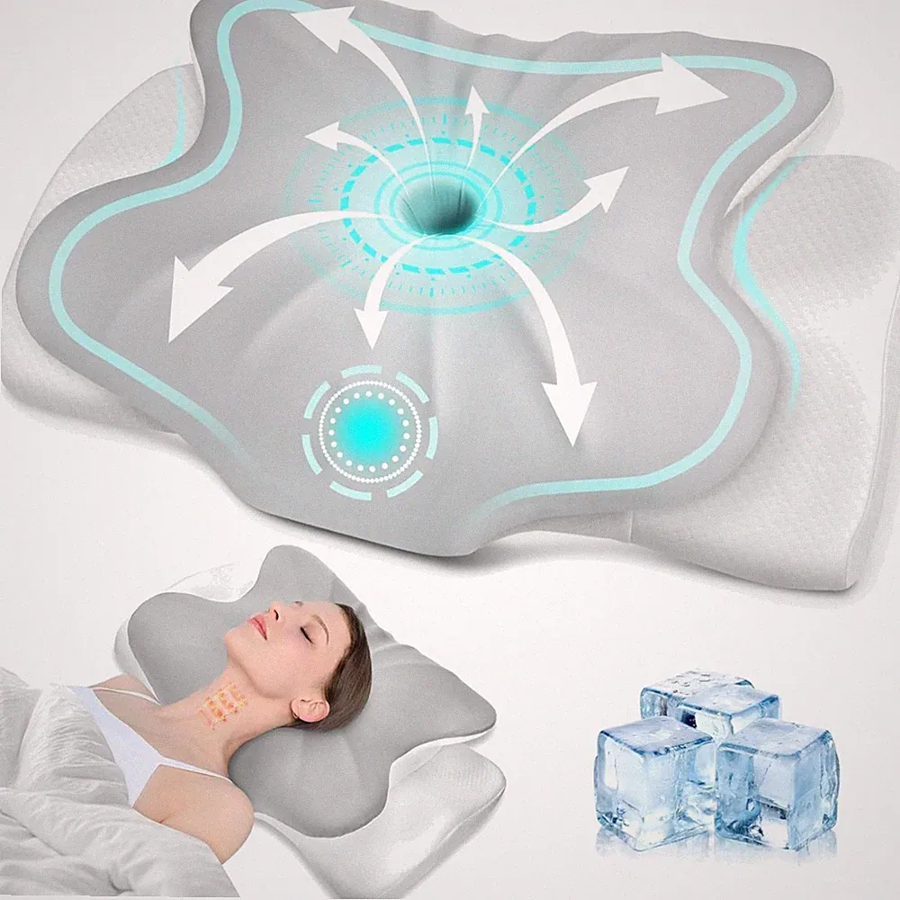 Orthopädisches Nackenstützkissen mit Memory Foam für Seiten- & Bauchschläfer