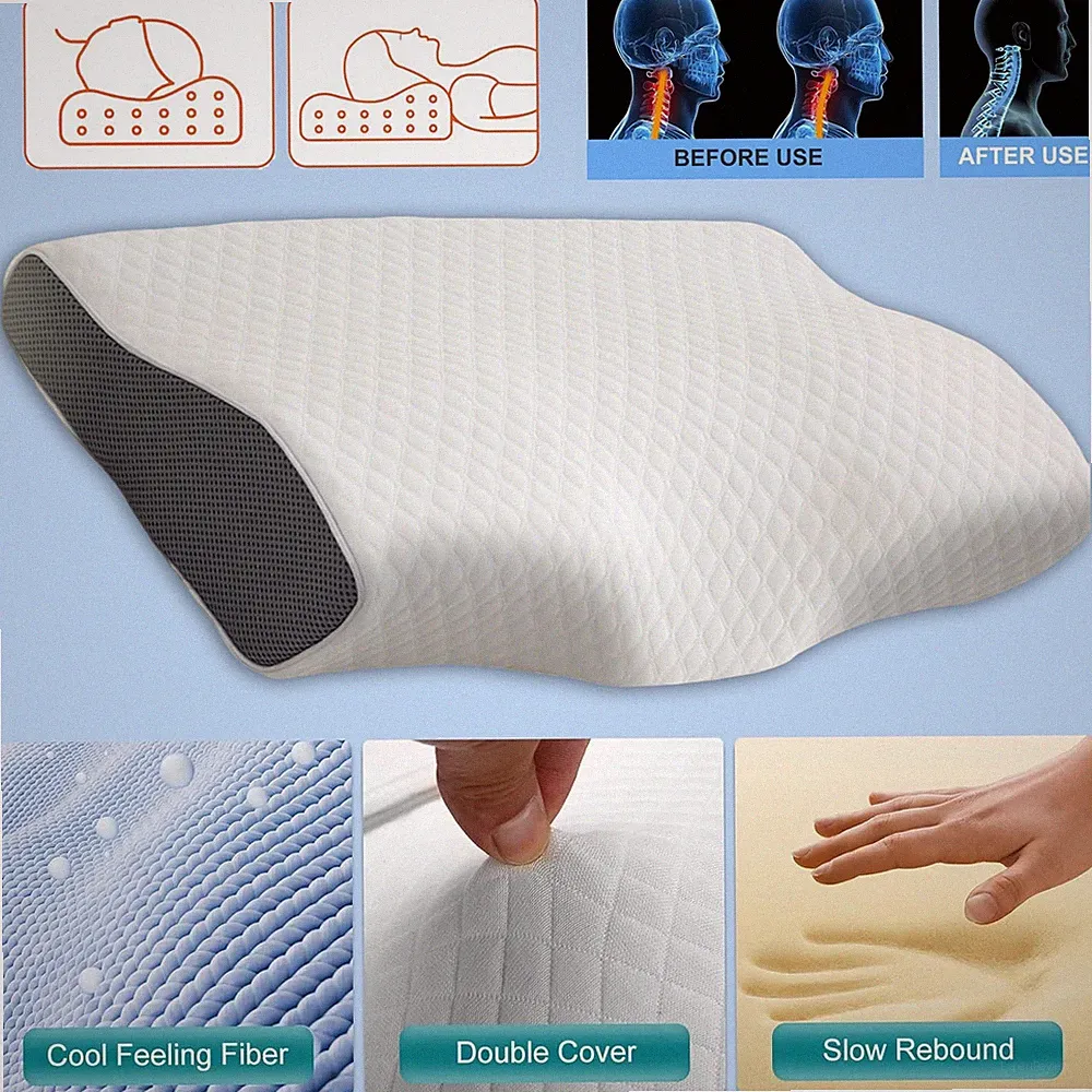 Orthopädisches Schlafkissen Ergonomisches Kopfkissen Memory Foam Kompakt Kissen