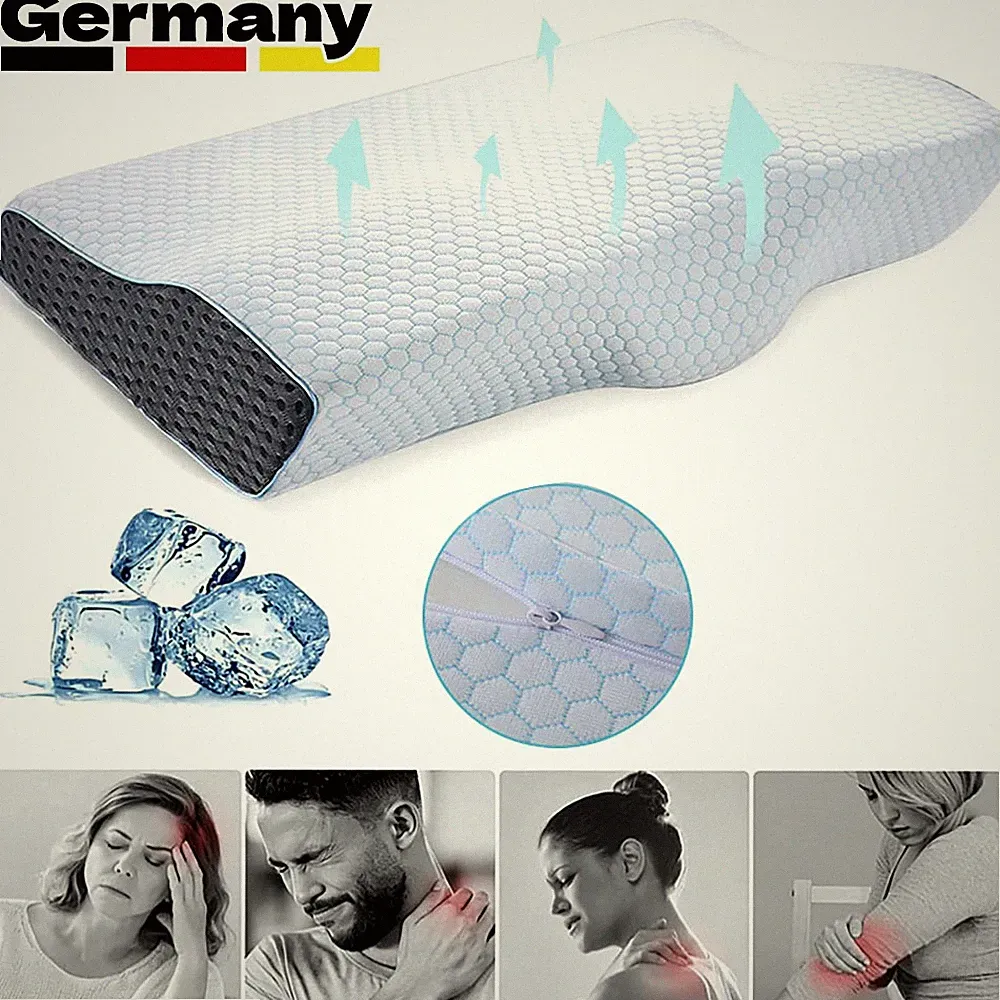 Orthopädisches Schlafkissen Memory-Schaum abnehmbarer Bezug 50 × 30 × 10 cm