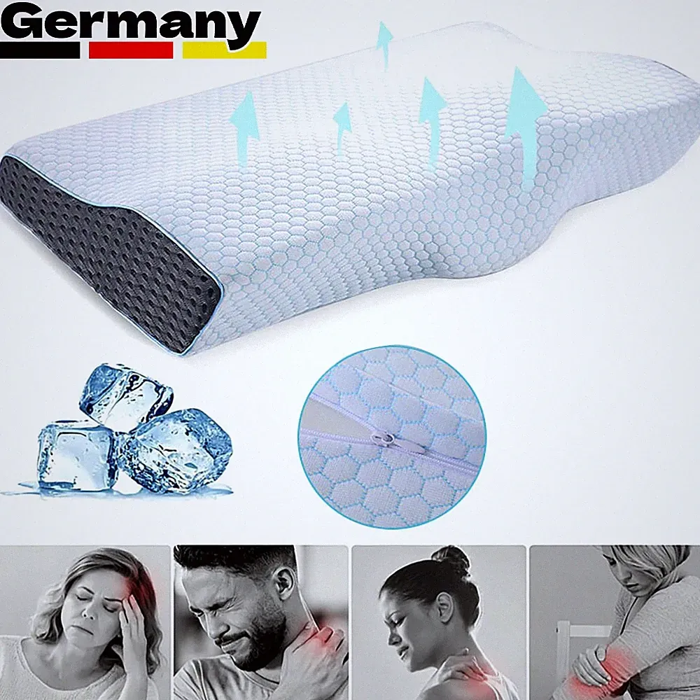 Orthopädisches Schlafkissen Memory-Schaum abnehmbarer Bezug 50 × 30 × 10 cm