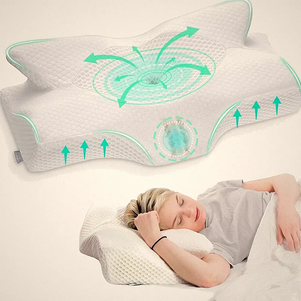 Orthopädisches Seitenschläferkissen, Memory Foam, atmungsaktiv, waschbar, erg...