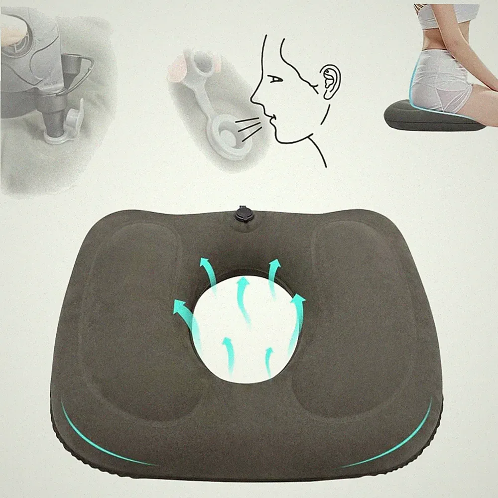 Orthopädisches Sitzkissen Aufblasbar Reise Donut Kissen Grau