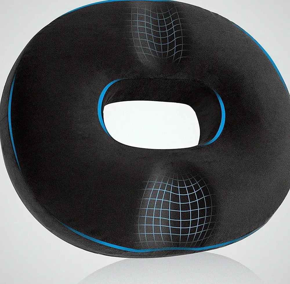 Orthopädisches Sitzkissen Donut Memory Foam 45x40x9cm Schwarz