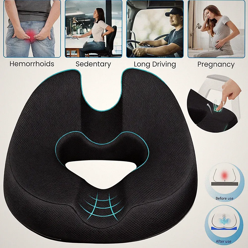 Orthopädisches Sitzkissen ergonomisches Steißbeinkissen Memory Foam 45x45x14cm