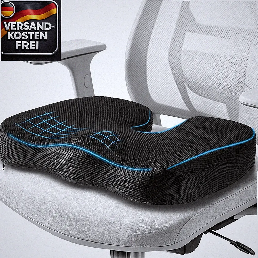 Orthopädisches Sitzkissen für Druckentlastung bei langen Sitzen, Memory Foam, un
