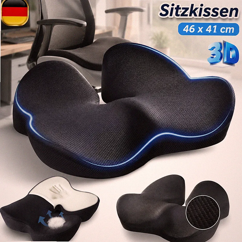 Orthopädisches Sitzkissen Keilkissen Memory Foam Rutschfest Atmungsaktiv DE