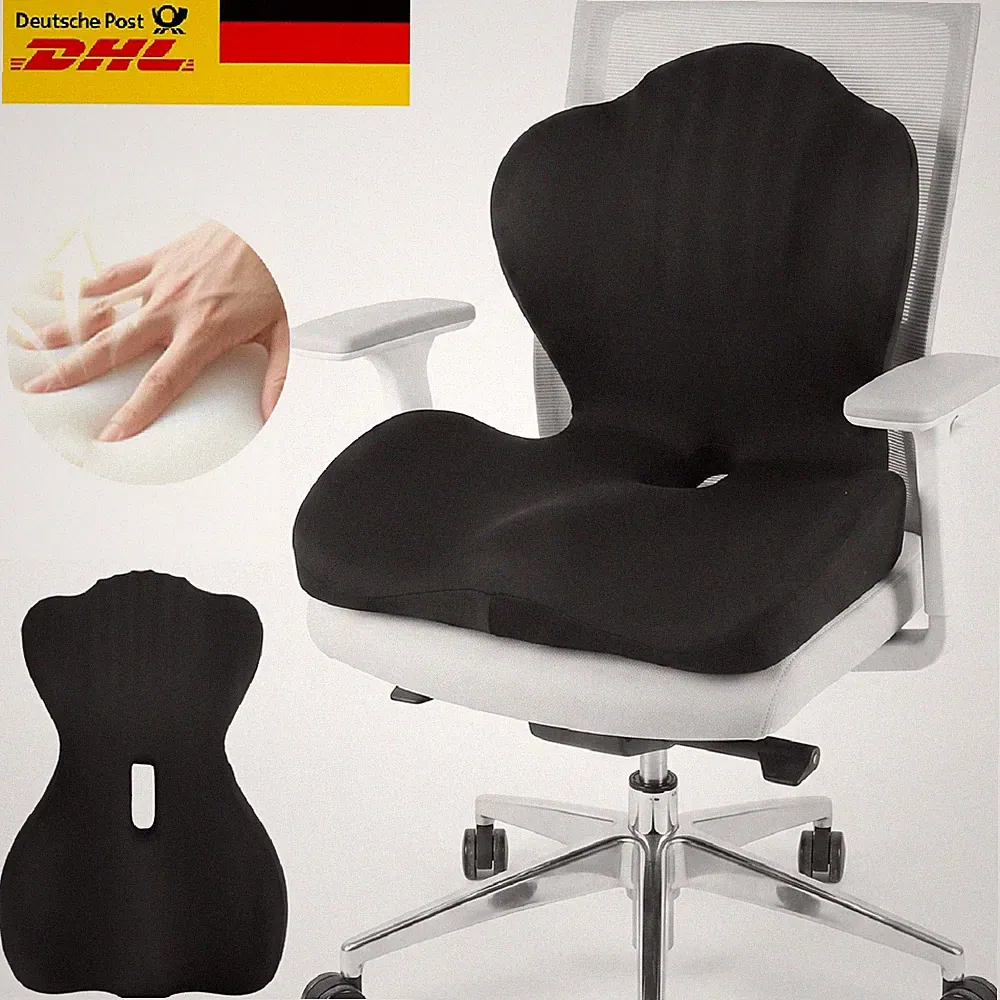Orthopädisches Sitzkissen Memory Foam Ergonomisch mit Rückenlehne für Büro Auto