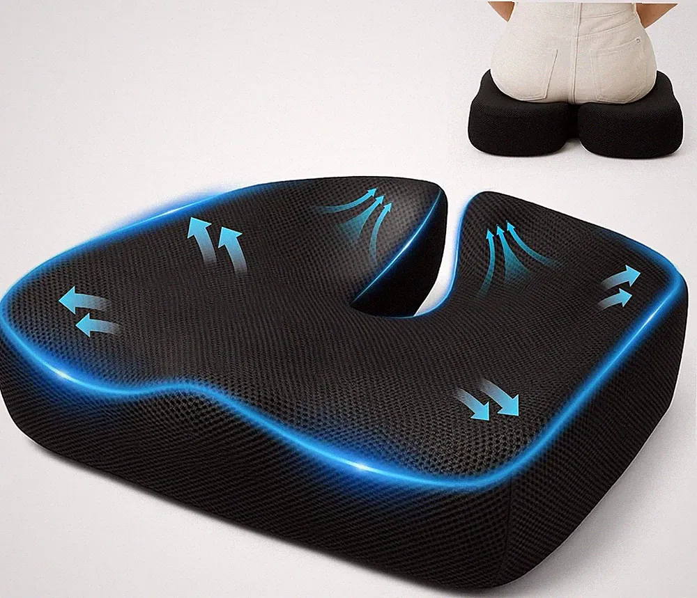 Orthopädisches Sitzkissen Memory-Schaum ergonomisch für Büro Auto Rollstuhl schw