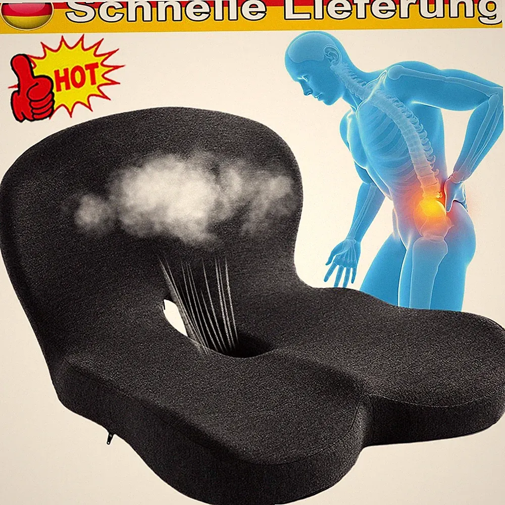 Orthopädisches Sitzkissen - Memory Schaum, waschbarer Bezug, 1-Stück-Design