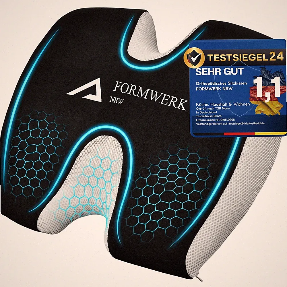 Orthopädisches Sitzkissen mit DoppelAussparung – 47D Premium Memory Schaum –...