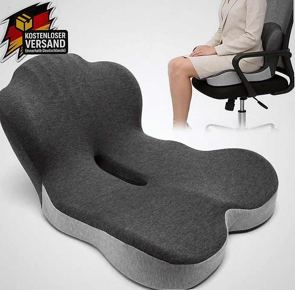Orthopädisches Sitzkissen mit Rückenlehne für Büro Auto & Zuhause, Memory-Schaum