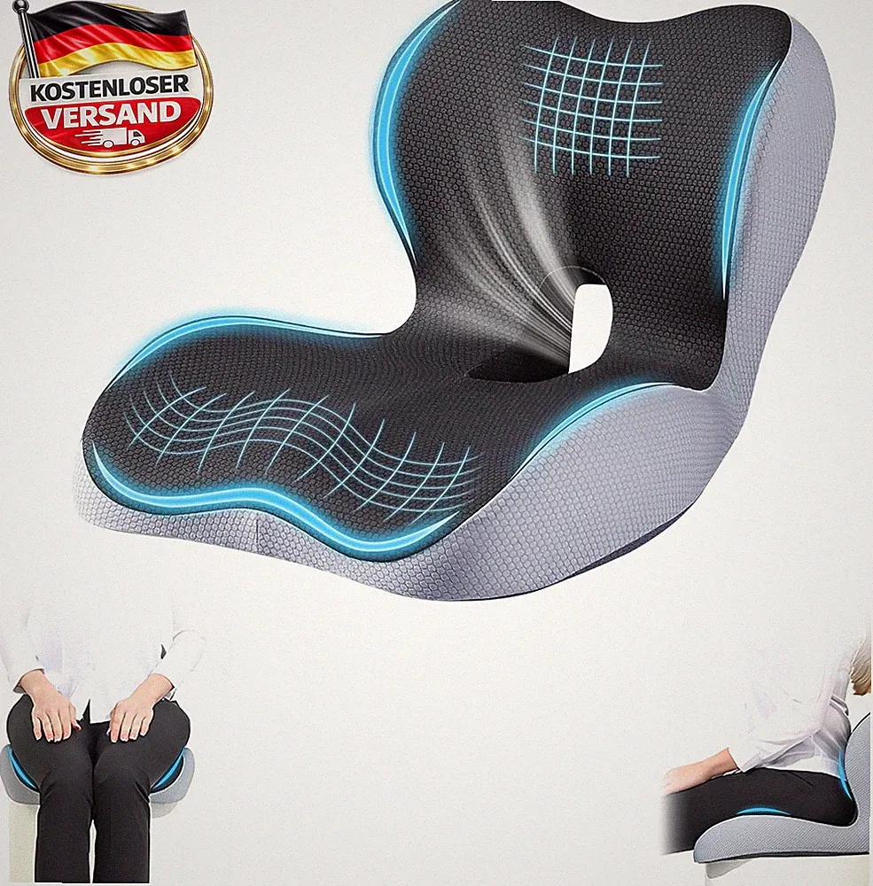 Orthopädisches Sitzkissen mit Rückenlehne für langes Sitzen Schmerzen lindern