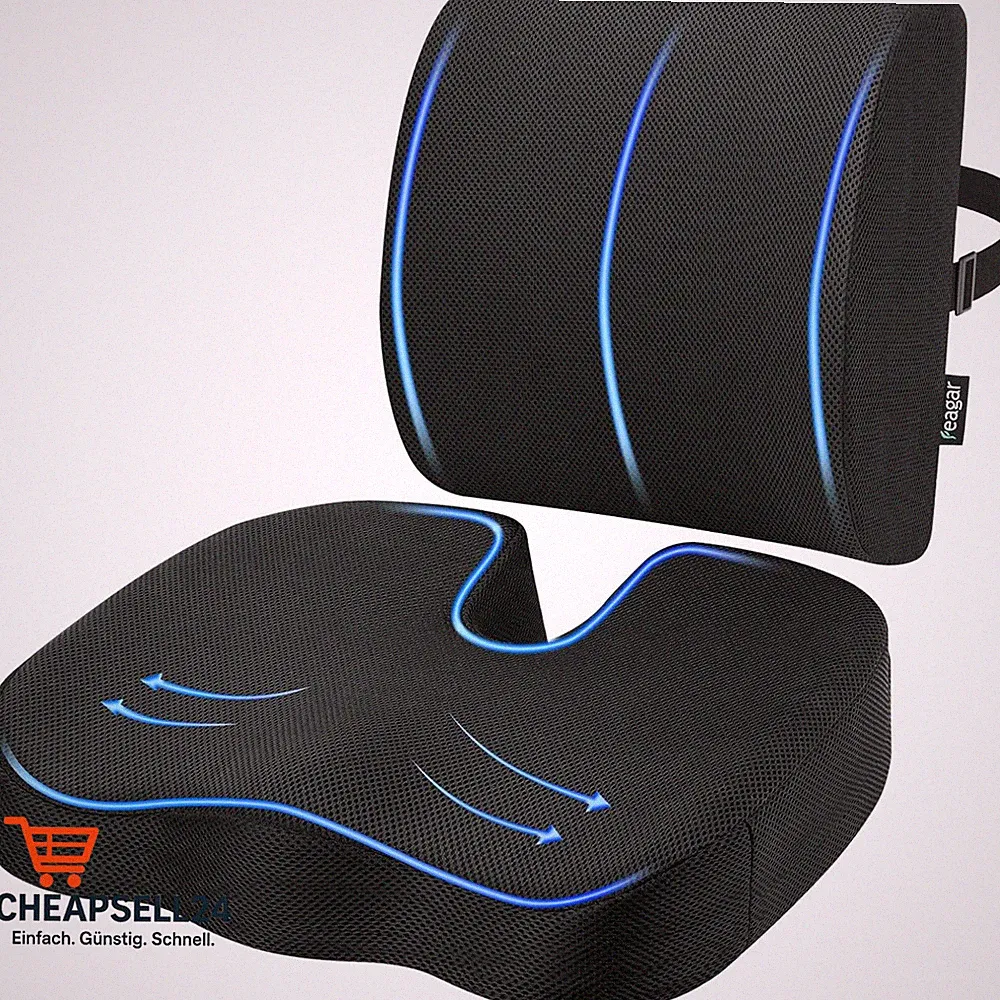 Orthopädisches Sitzkissen Set mit Lendenstütze Memory Foam Steißbeinkissen Rück