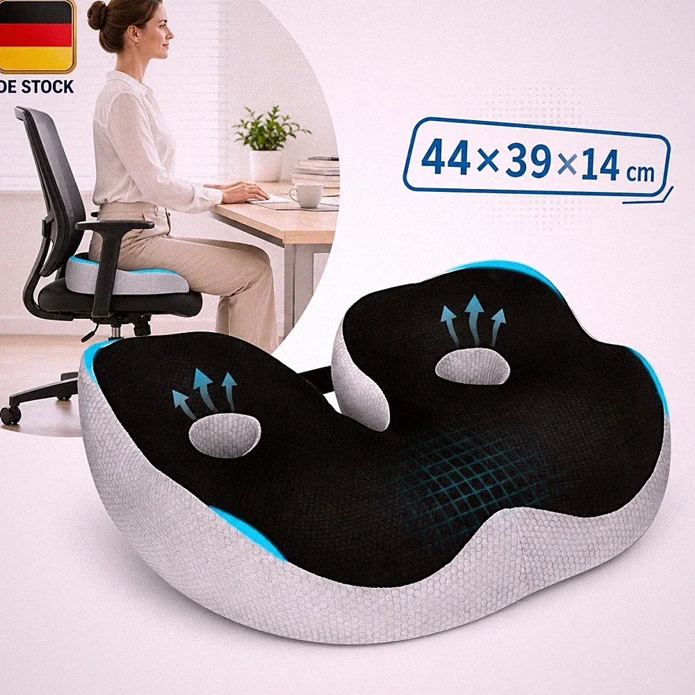 Orthopädisches Sitzkissen Steißbeinkissen Memory-schaum Sitzkeil 44 x 39 x 14 cm