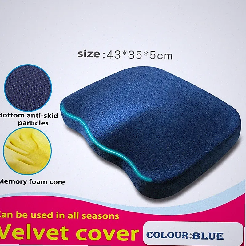 Orthopädisches Sitzkissen Velvet Memory Foam Kissen für Büro & Auto Rosa/Blau
