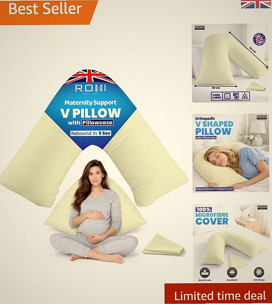 Orthopädisches V Kissen mit Hülle - Creme Hypoallergene Unterstützung für Stillen & M...