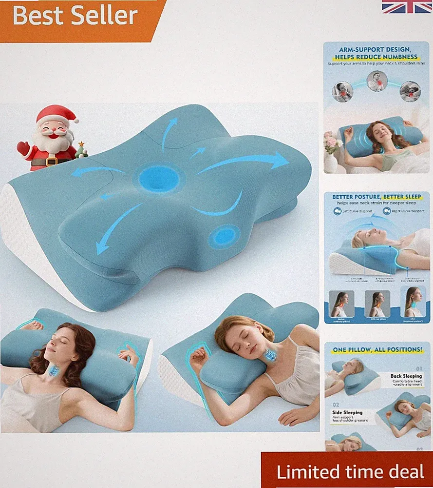 Orthopädisches zervikales Memory Foam Kissen zur Linderung von Nackenschmerzen - Design mit doppelter Höhe