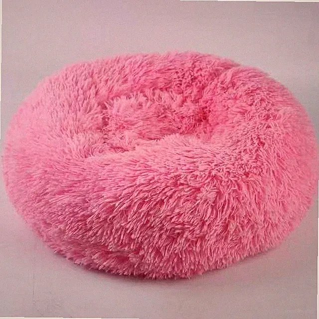 Plüsch Hundebett Hundekissen Hundekorb Katzenbett Schlafplatz Rund Donut S-XXXL