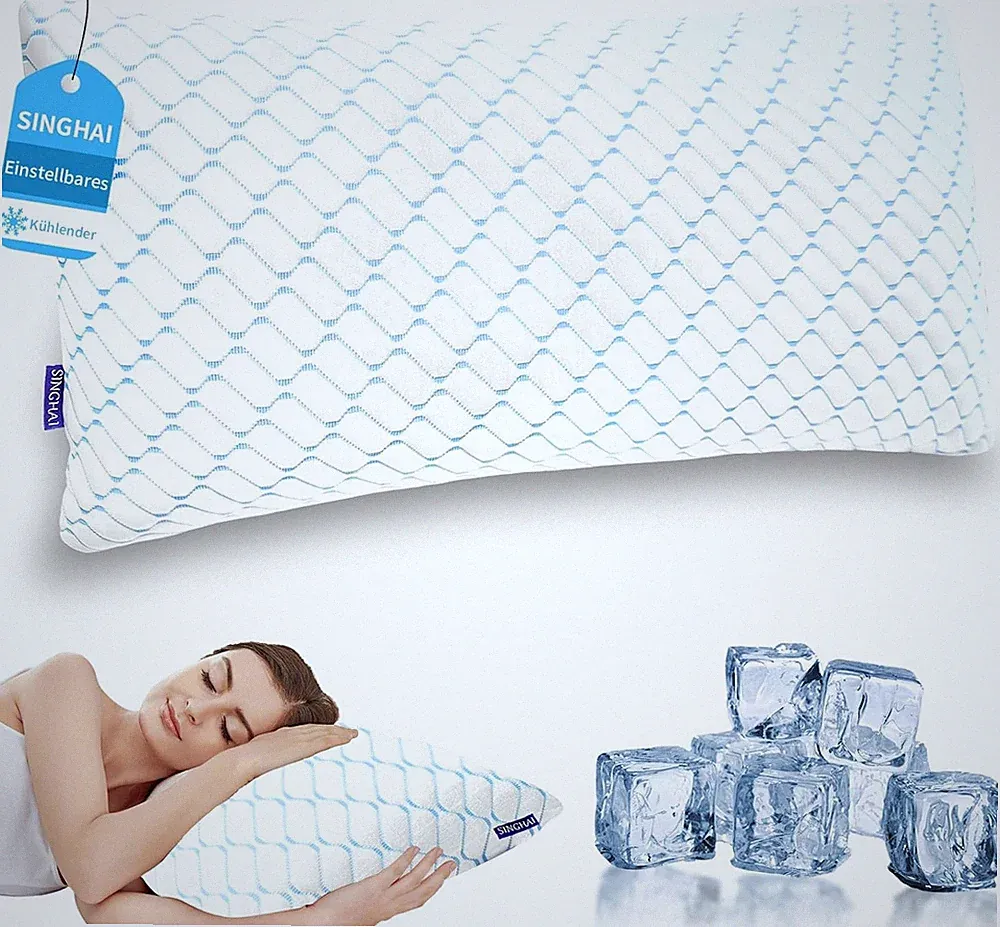 Premium Kopfkissen Memory Foam Super Kühlend 40x80 cm Orthopädisch Langlebig
