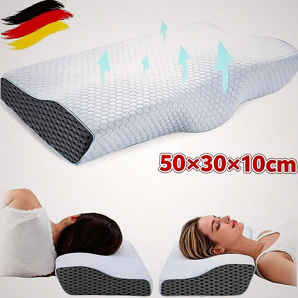 Premium Memory Foam Kissen Orthopädisch Unterstützt Halswirbelsäule Komfort