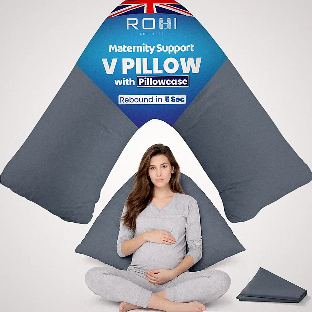 Rohi Orthopädisches V Kissen mit Kissenbezug - Antiallergie Dreieckskissen für Werbung