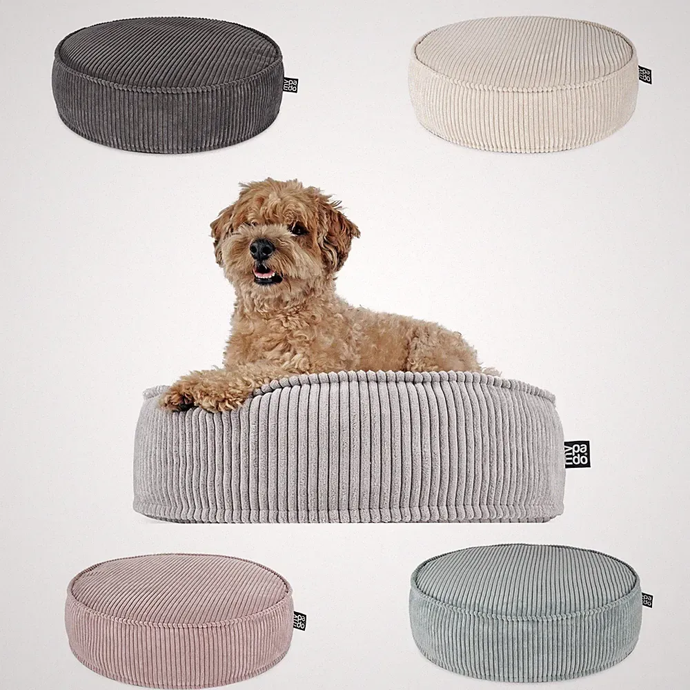 Rundes Hundekissen "Meins" mit Cord Bezug auch orthopädisch Hundebett