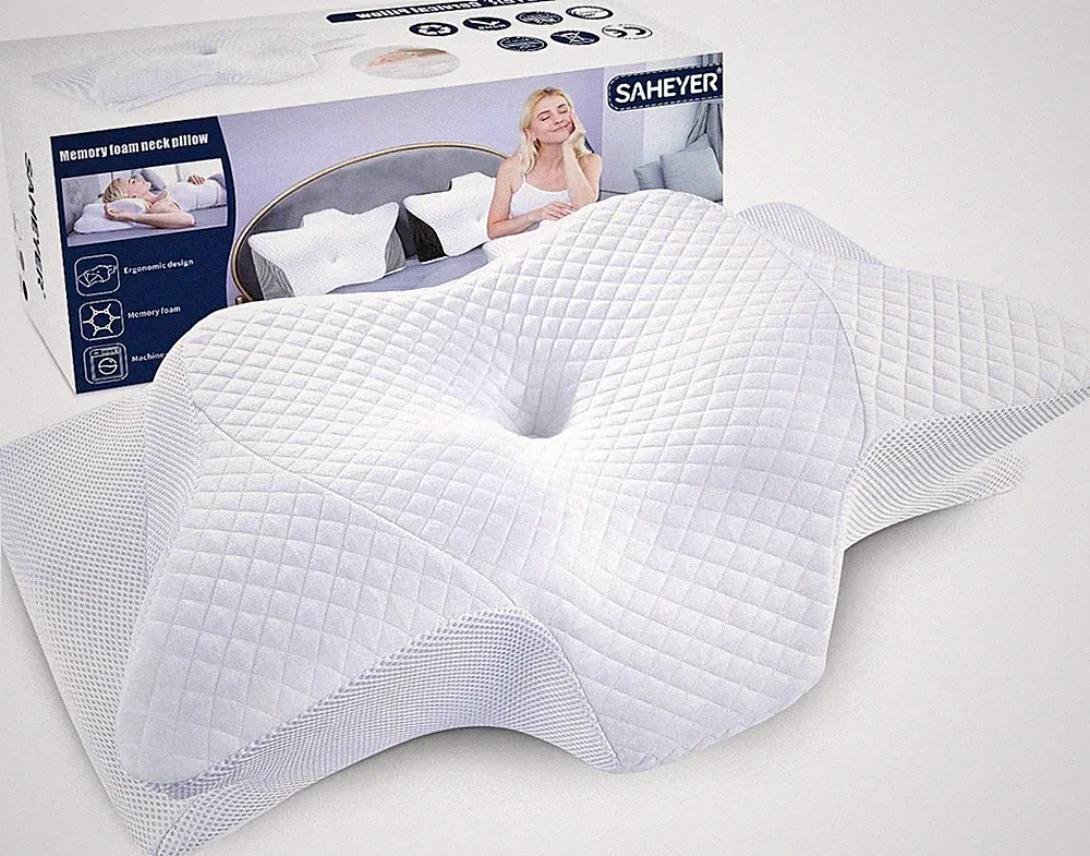 SAHEYER Nackenkissen Orthopädisches Kopfkissen Memory Foam für Rücken Seitenschl