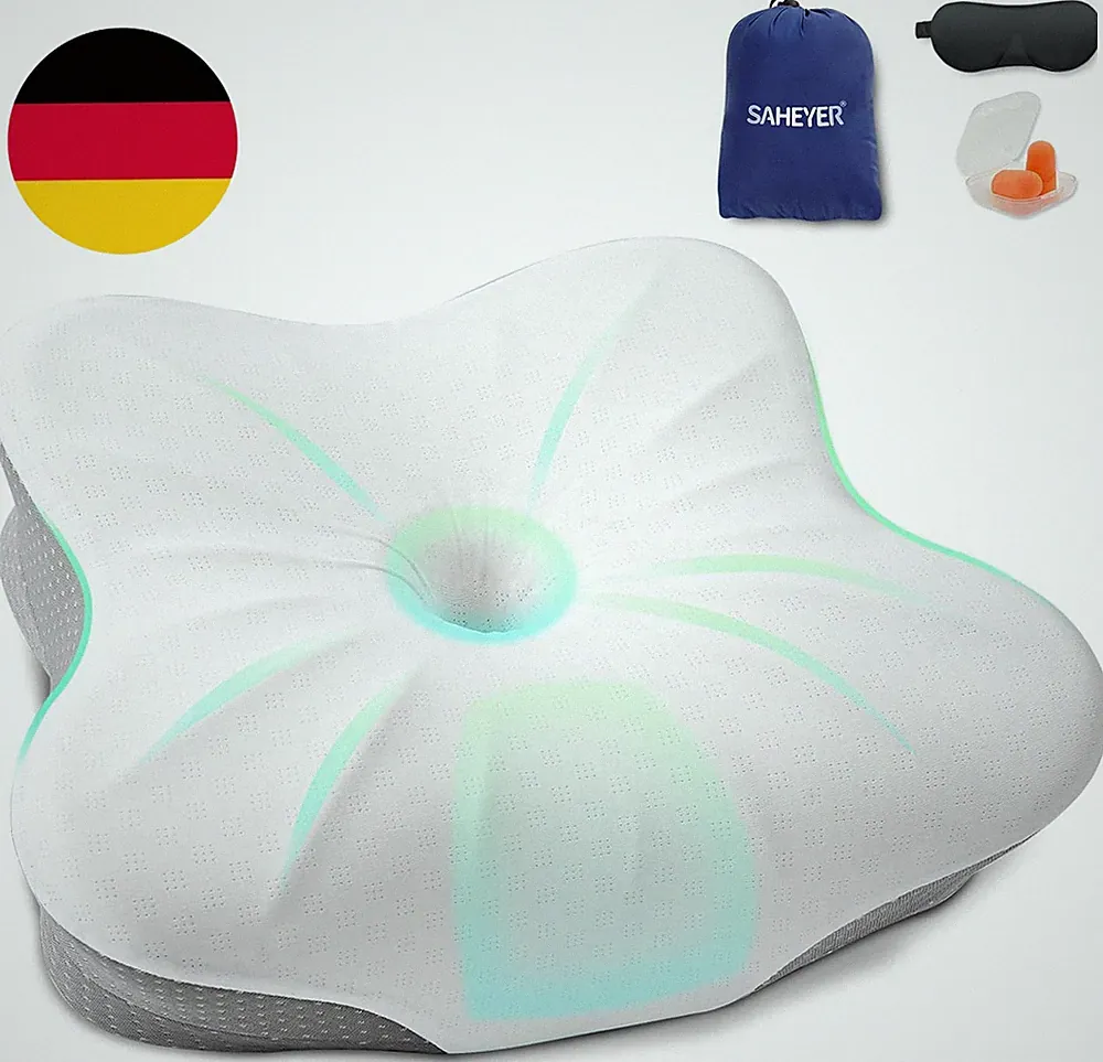 SAHEYER Reisekissen Memory Foam, Ergonomisches Camping Kissen, Orthopädisches Na