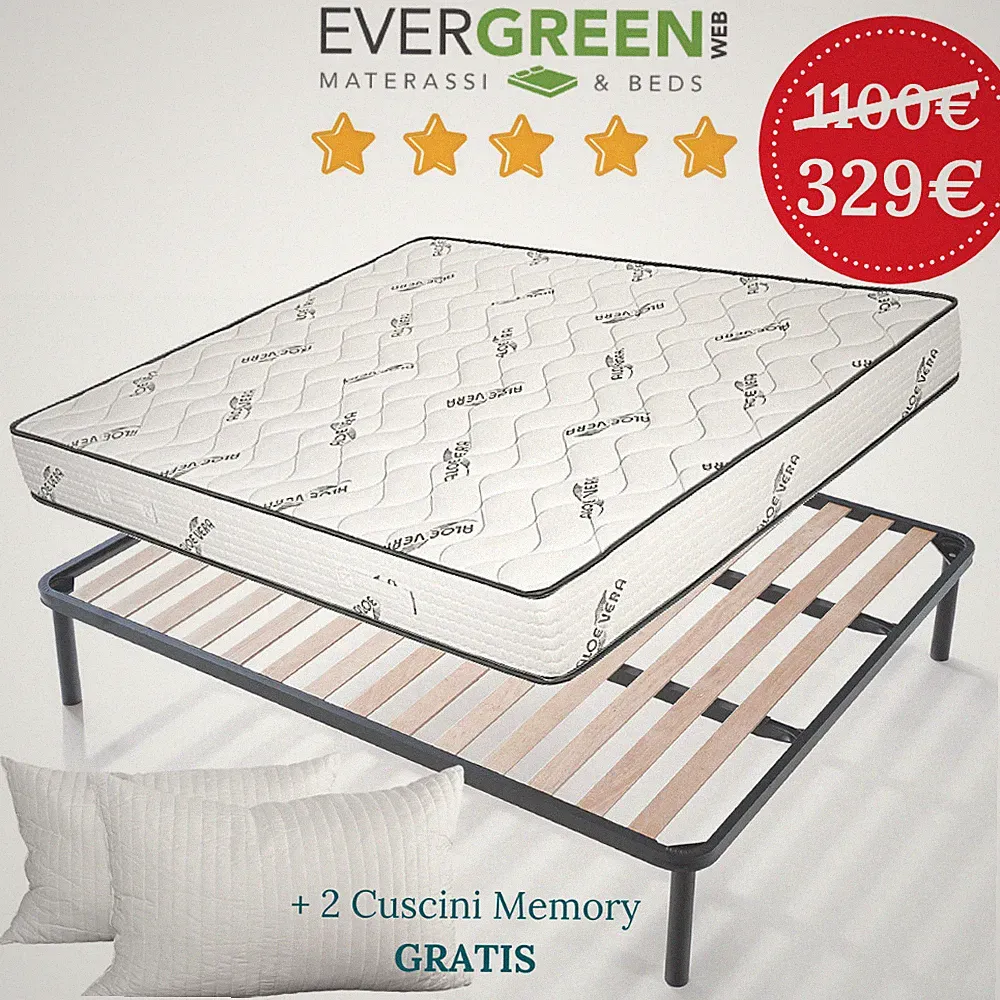 Satz Aloe Doppelmatratze,Bettgestell Orthopädisch Lattenrost + Kissen Memory