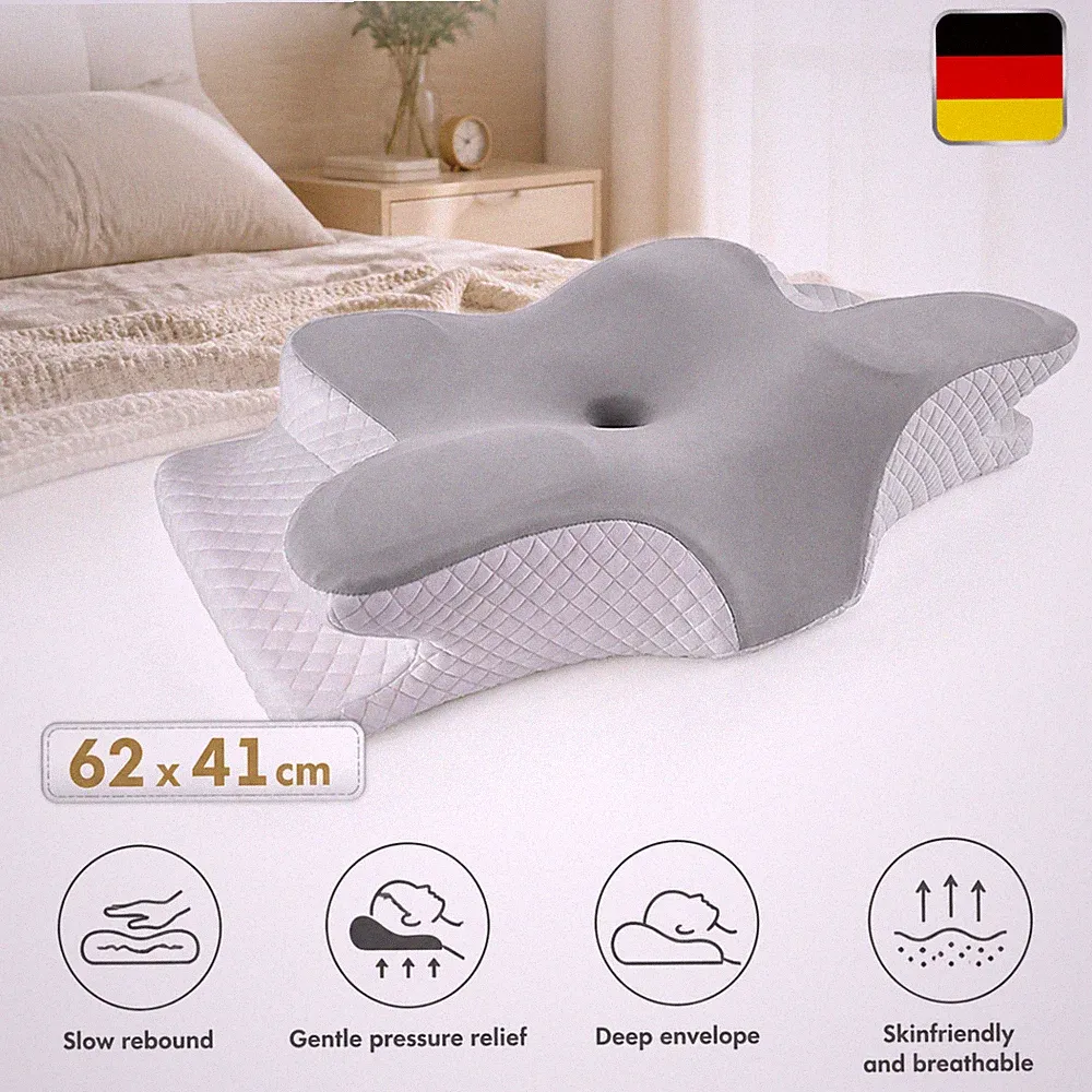 Schmetterlingskissen Memory Foam 62x41x13/11cm orthopädisches Nackenkissen DE