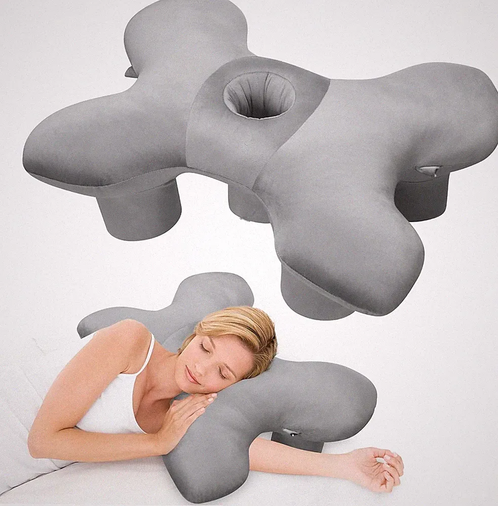 Seitenschläferkissen mit Ohrloch Armöffnung Ergonomisch Nacken Schulter 70x53 cm